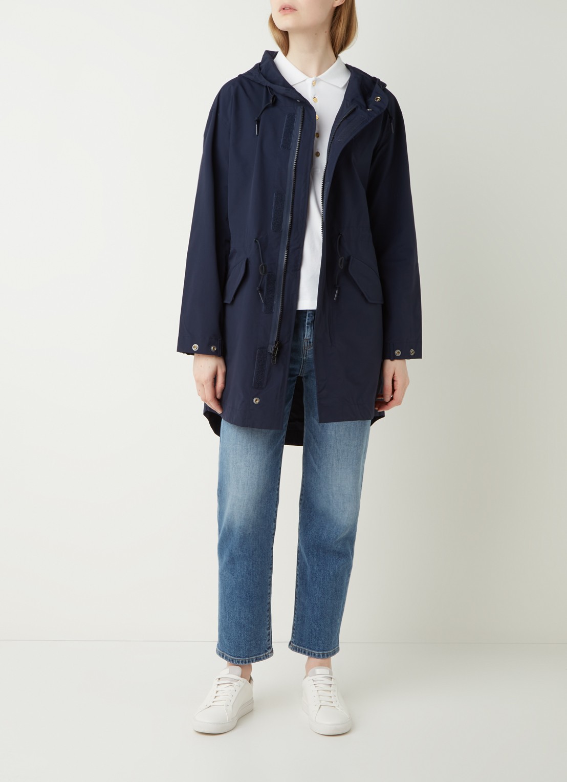 Ralph Lauren Waterafstotende regenjas met drawstring - voorkant 2 donkerblauw