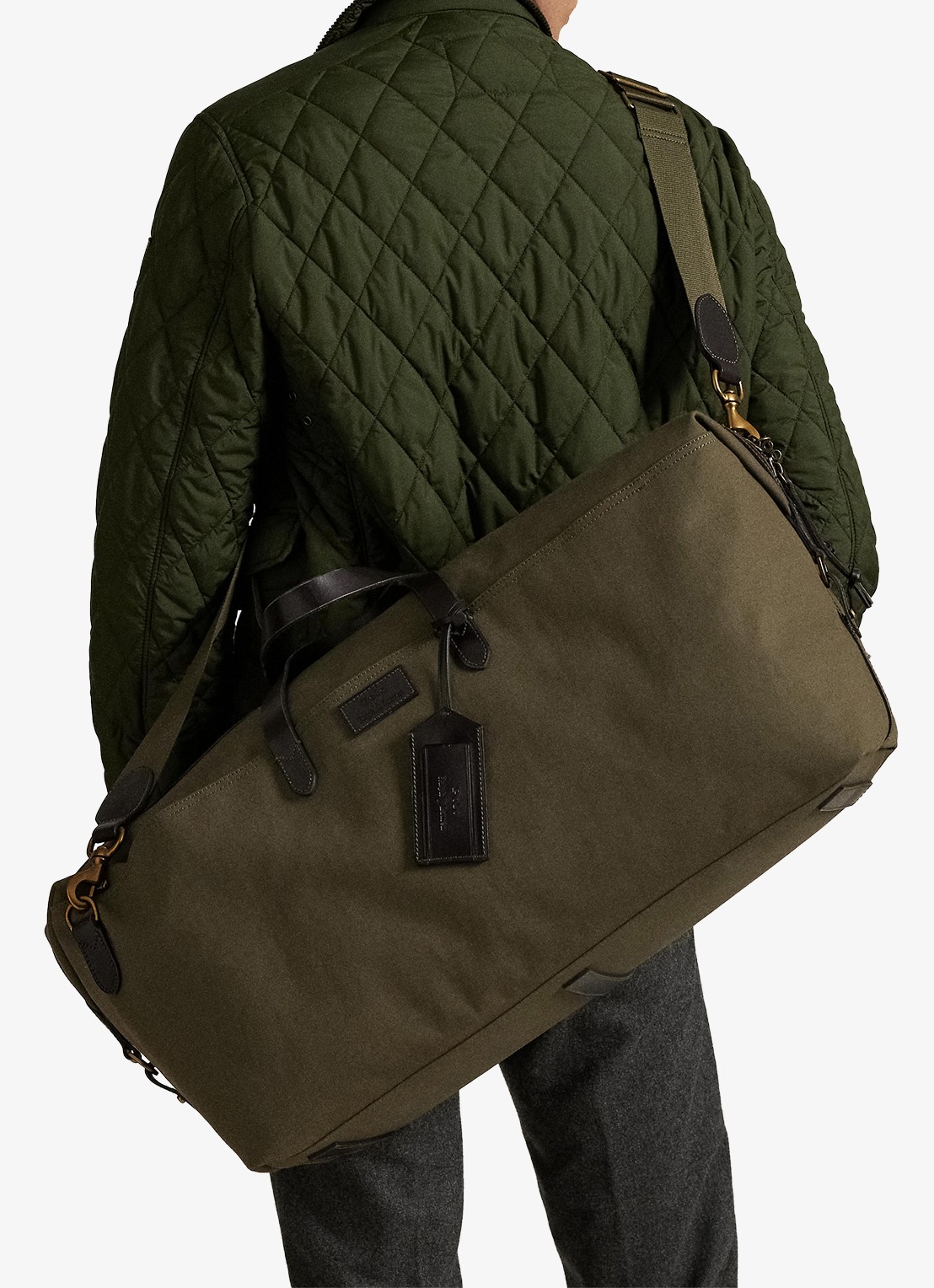 Ralph Lauren Weekendtas met logo - voorkant 6 defender grn / mosgroen