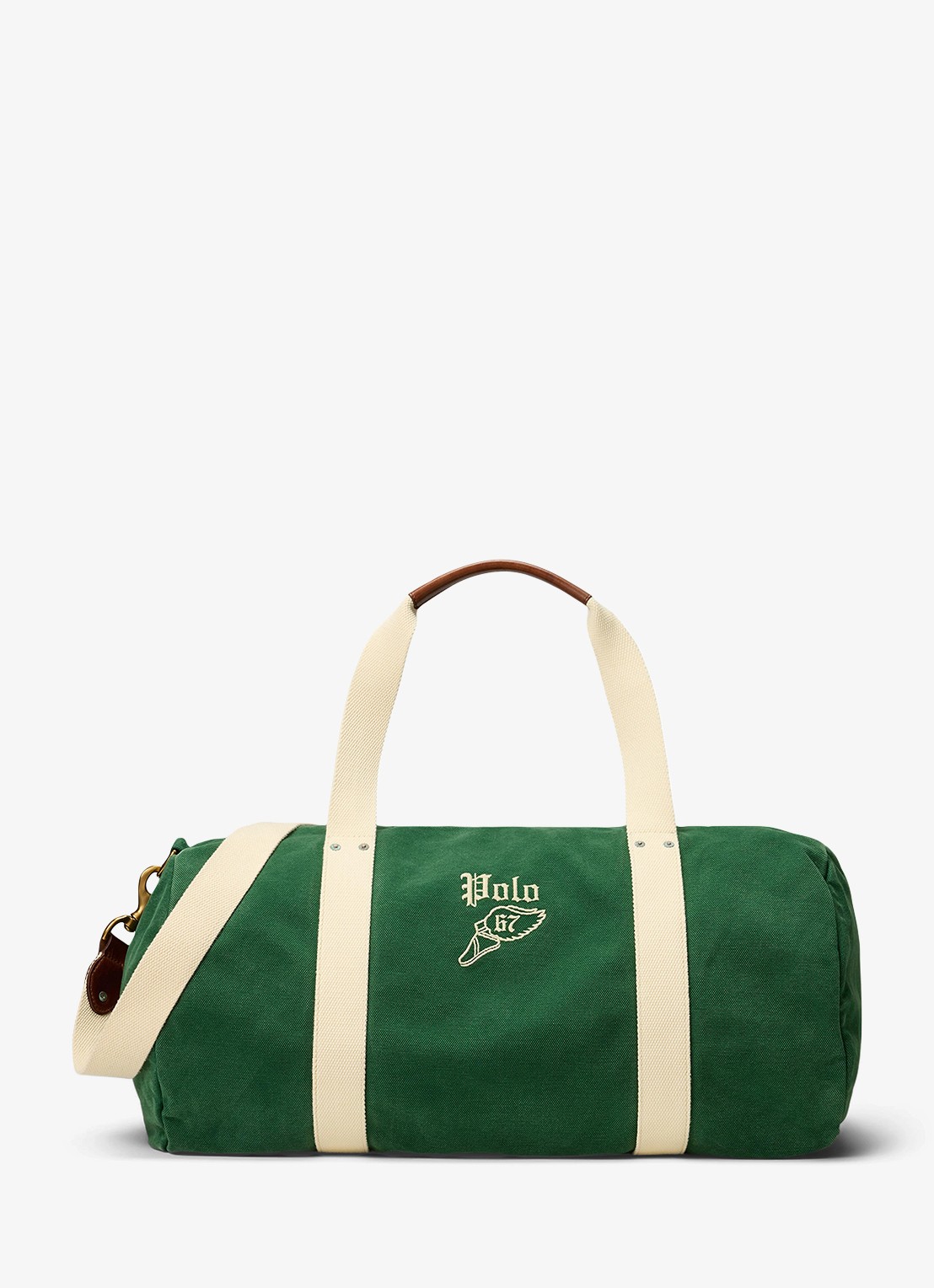 Ralph Lauren Weekendtas met logoborduring - voorkant 4 green cream / groen