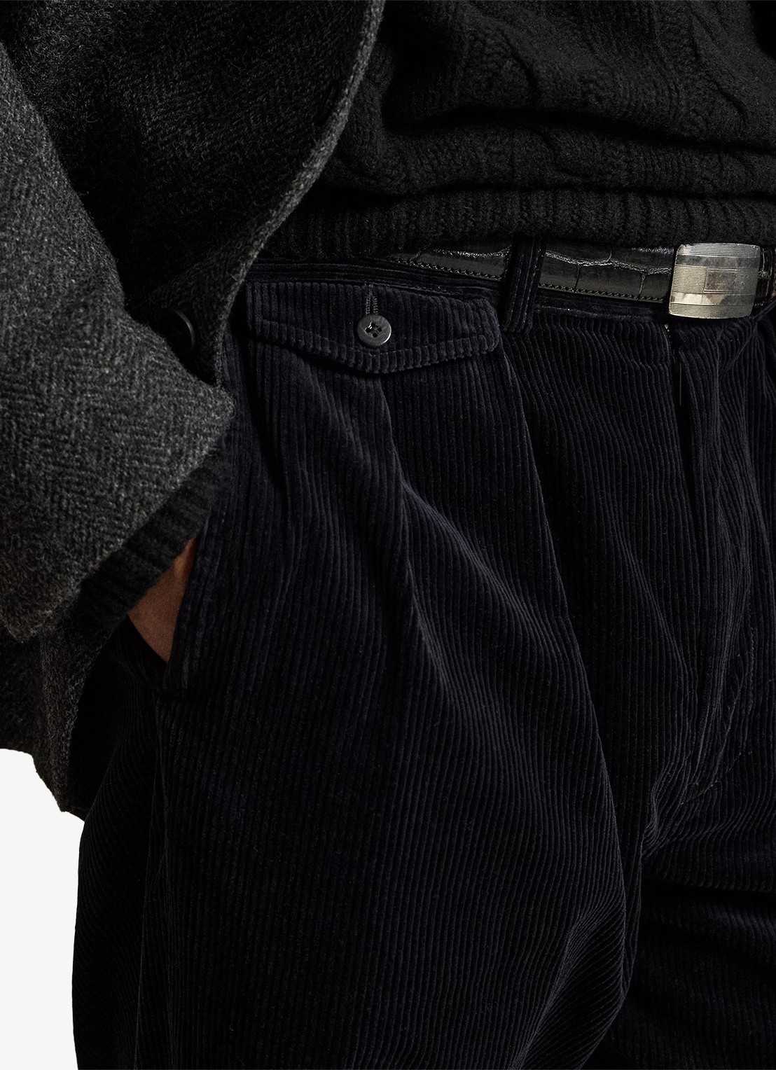 Ralph Lauren Whitman relaxed fit chino van corduroy - detail 4 polo black / zwart