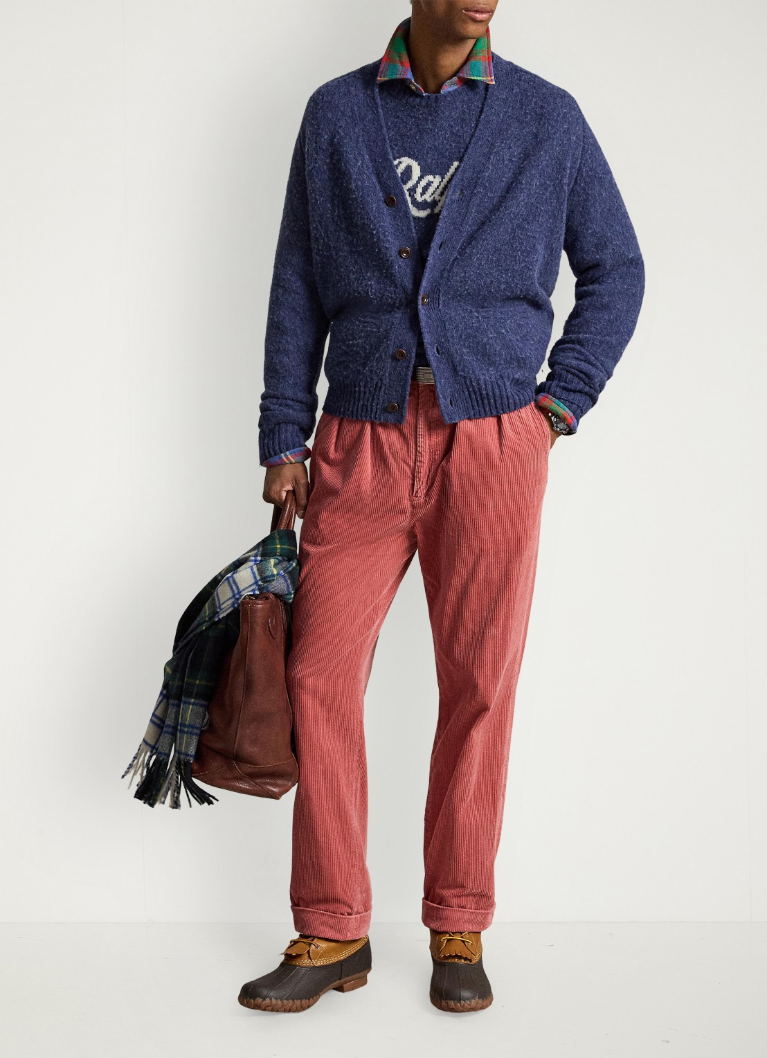 Ralph Lauren Whitman relaxed fit chino van corduroy - voorkant 2 litchfield rose / roze
