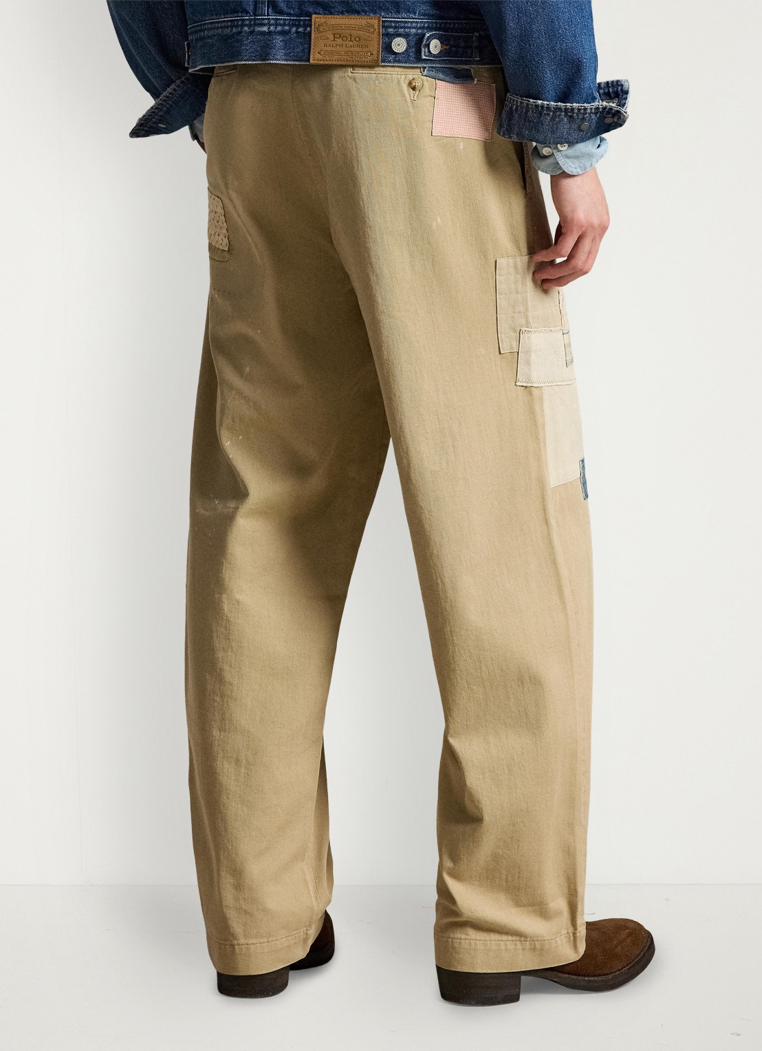 Ralph Lauren Wide fit broek met steekzakken - achterkant classic tan / camel