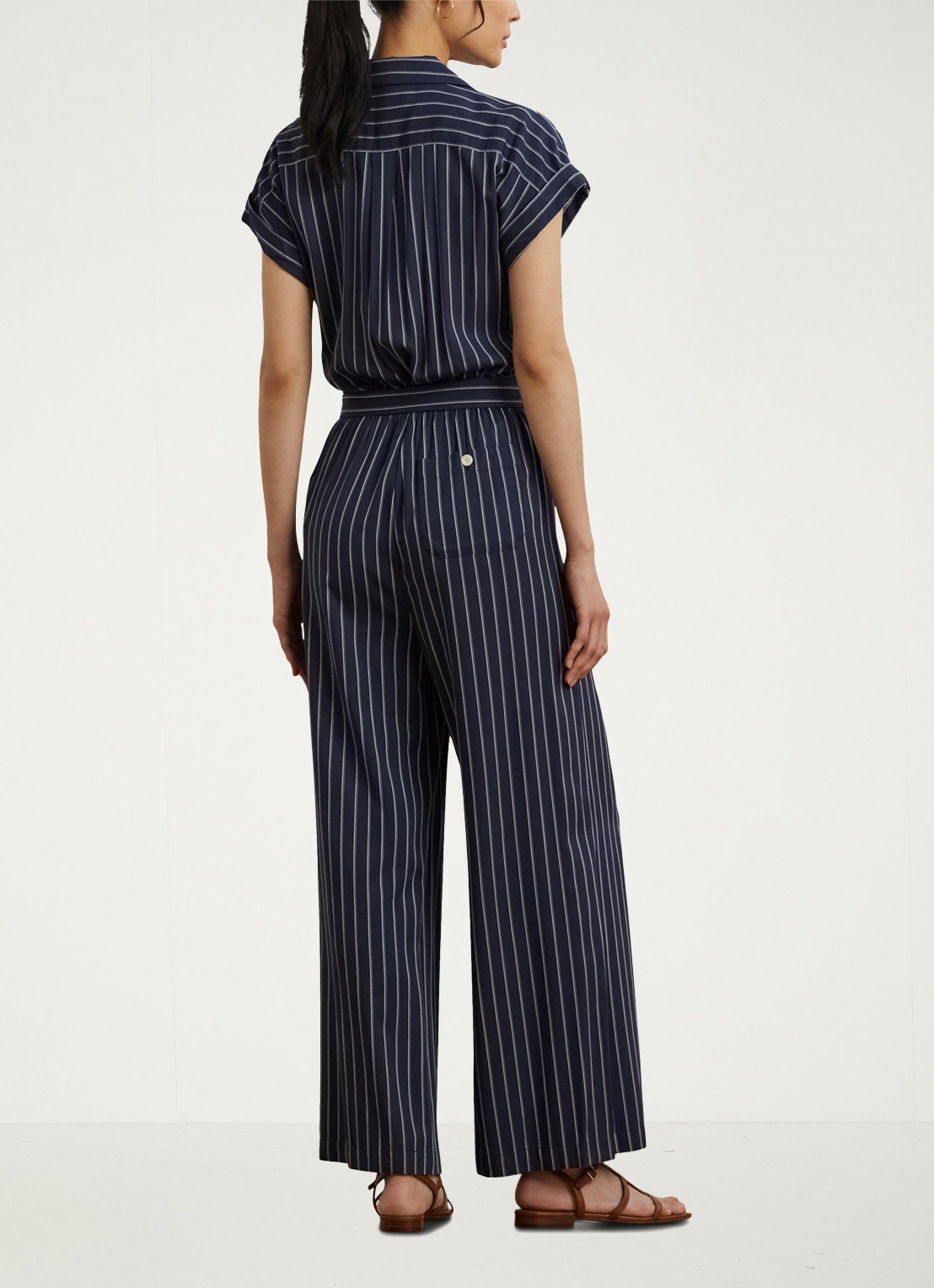 Ralph Lauren Wide fit jumpsuit met streepprint - achterkant 3 blauw