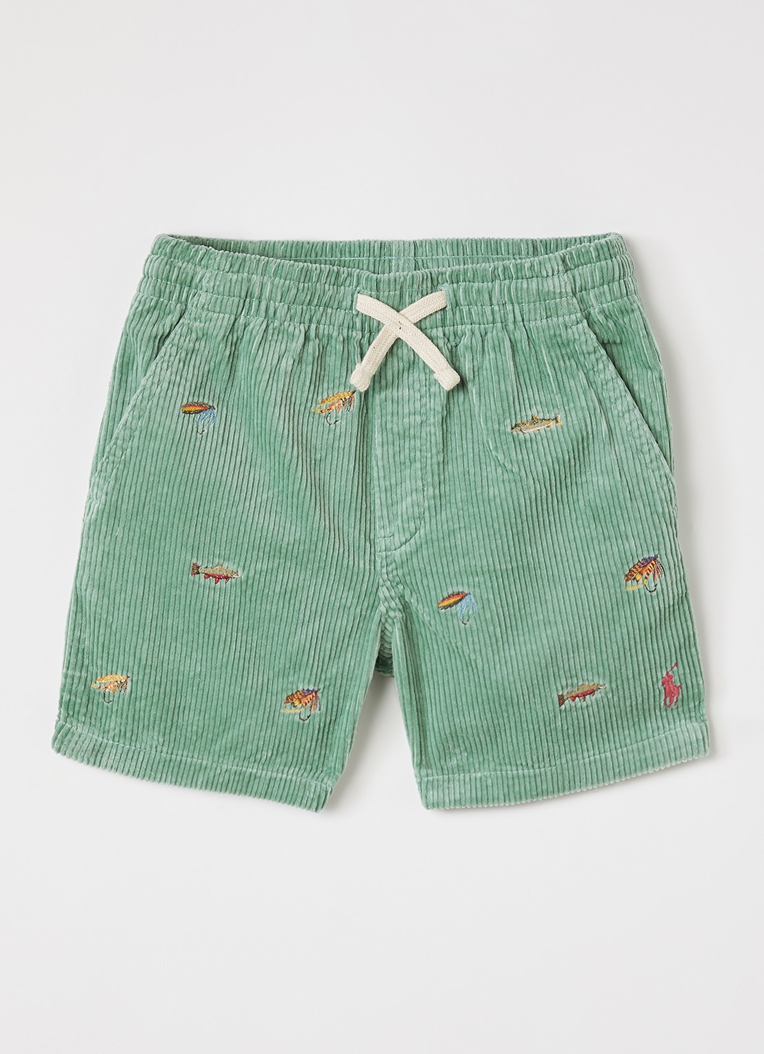 Ralph Lauren Wide fit korte broek met logoborduring - voorkant 2 zeegroen