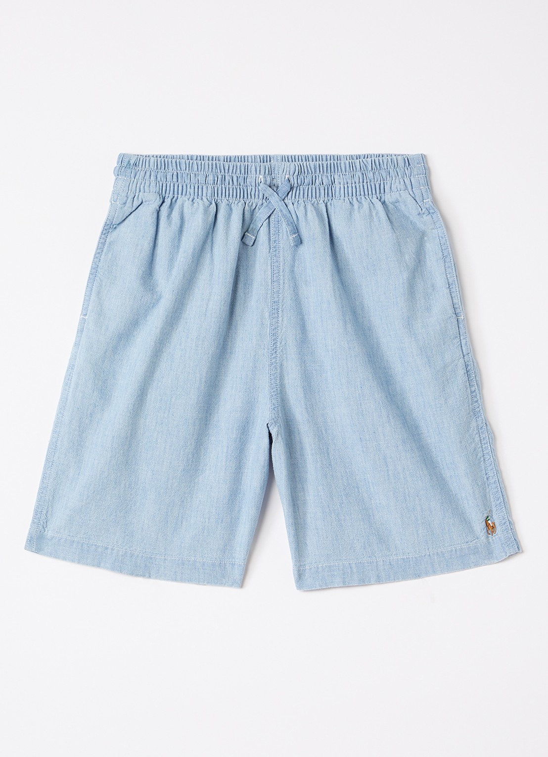 Ralph Lauren Wide fit korte broek met logoborduring - voorkant staalblauw