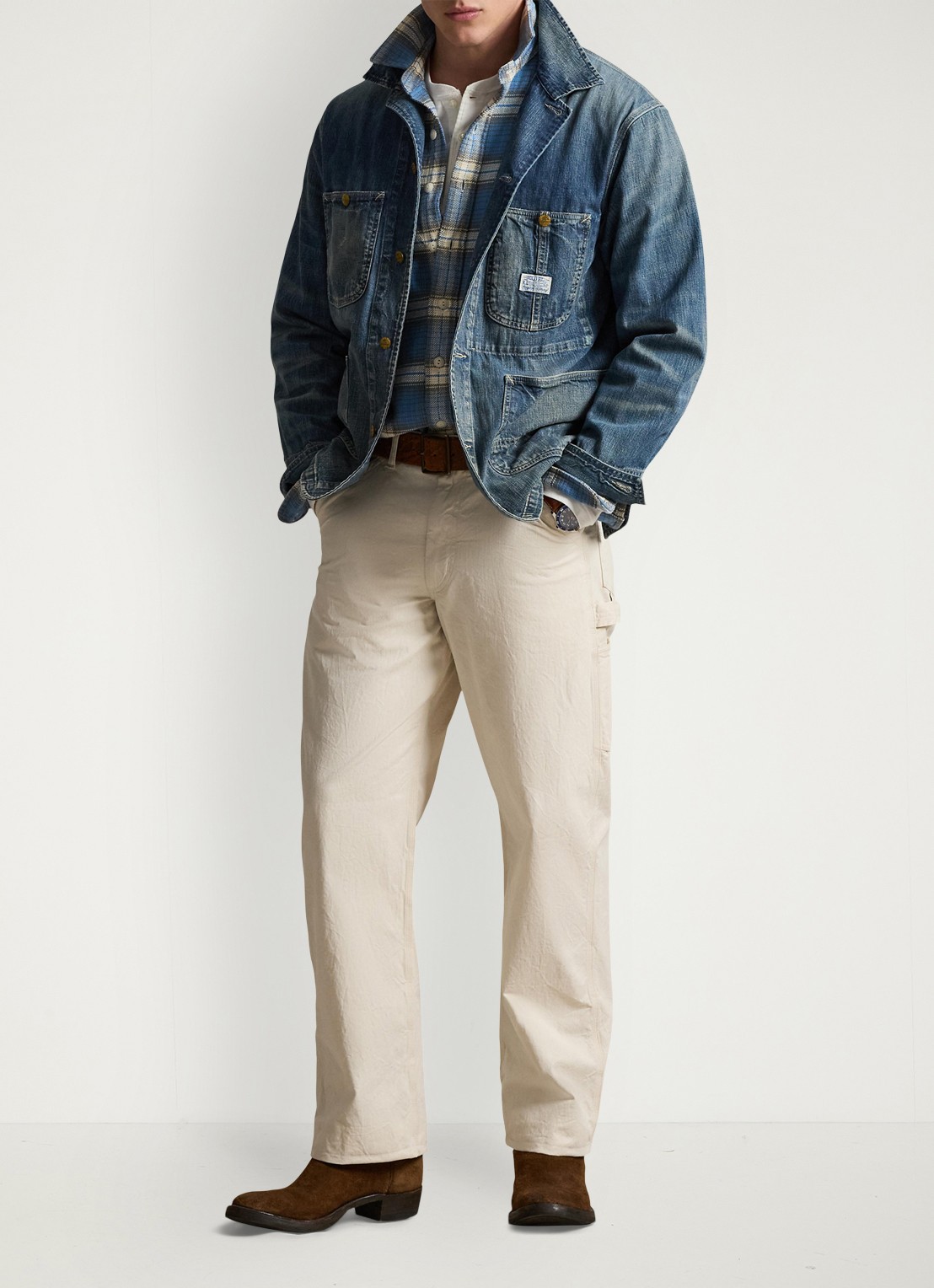 Ralph Lauren Windham straight fit cargobroek met steekzakken - voorkant 2 millstone / beige