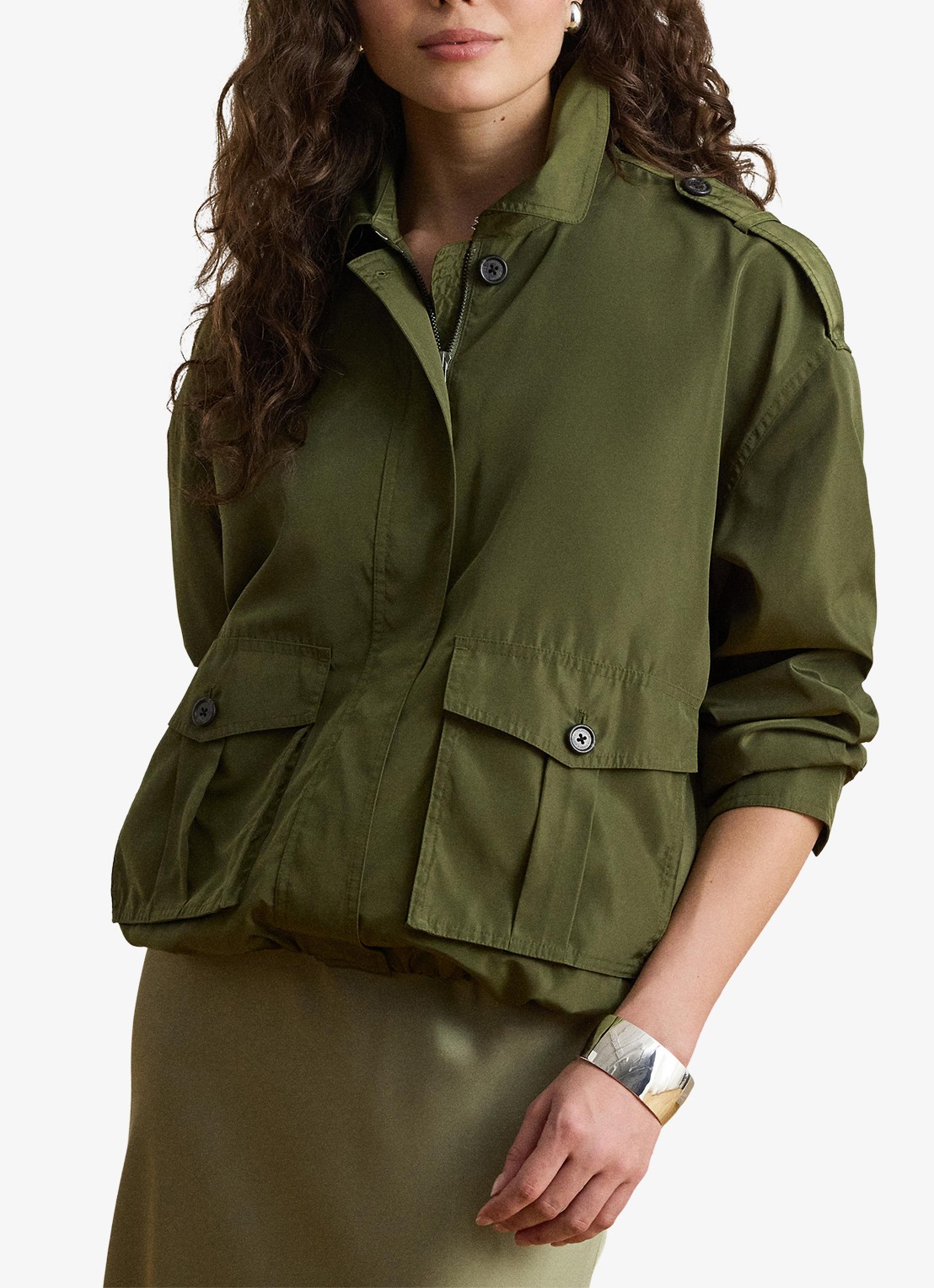 Ralph Lauren Windjack met opgestikte zakken - detail 2 olive grove / groen