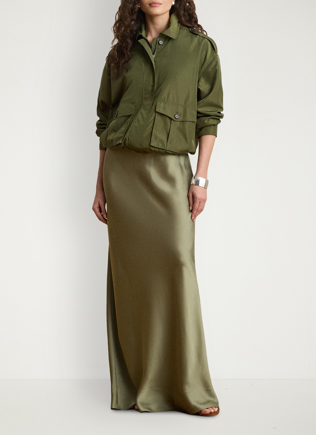Ralph Lauren Windjack met opgestikte zakken - voorkant 5 olive grove / groen