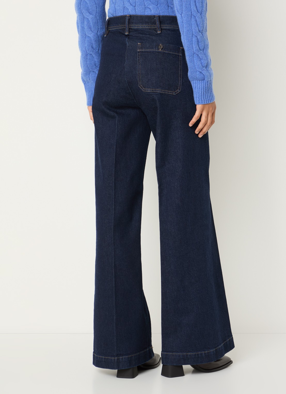 Ralph Lauren Woven high waist flaired jeans met donkere wassing - achterkant 3 indigo