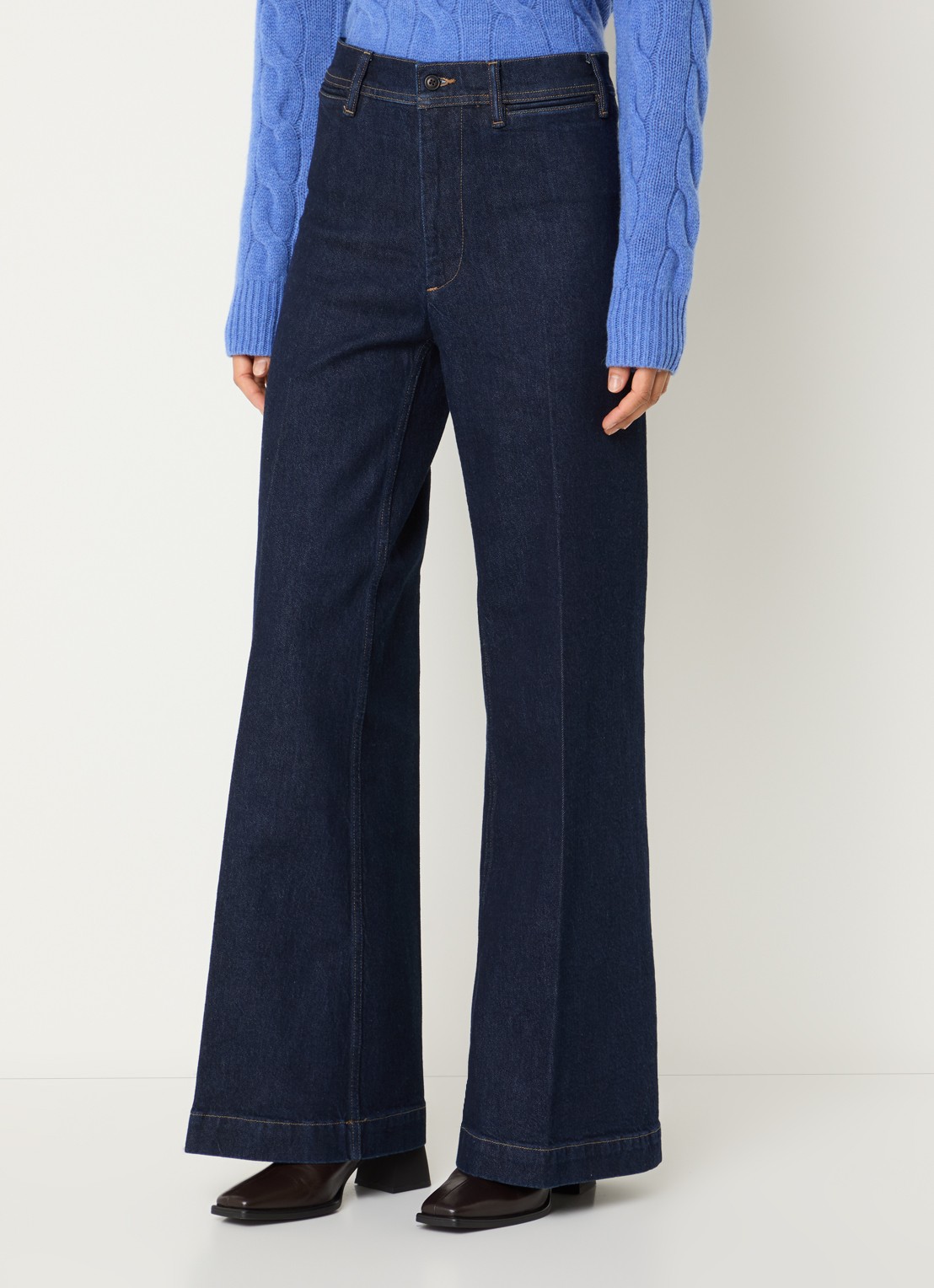 Ralph Lauren Woven high waist flaired jeans met donkere wassing - detail 4 indigo