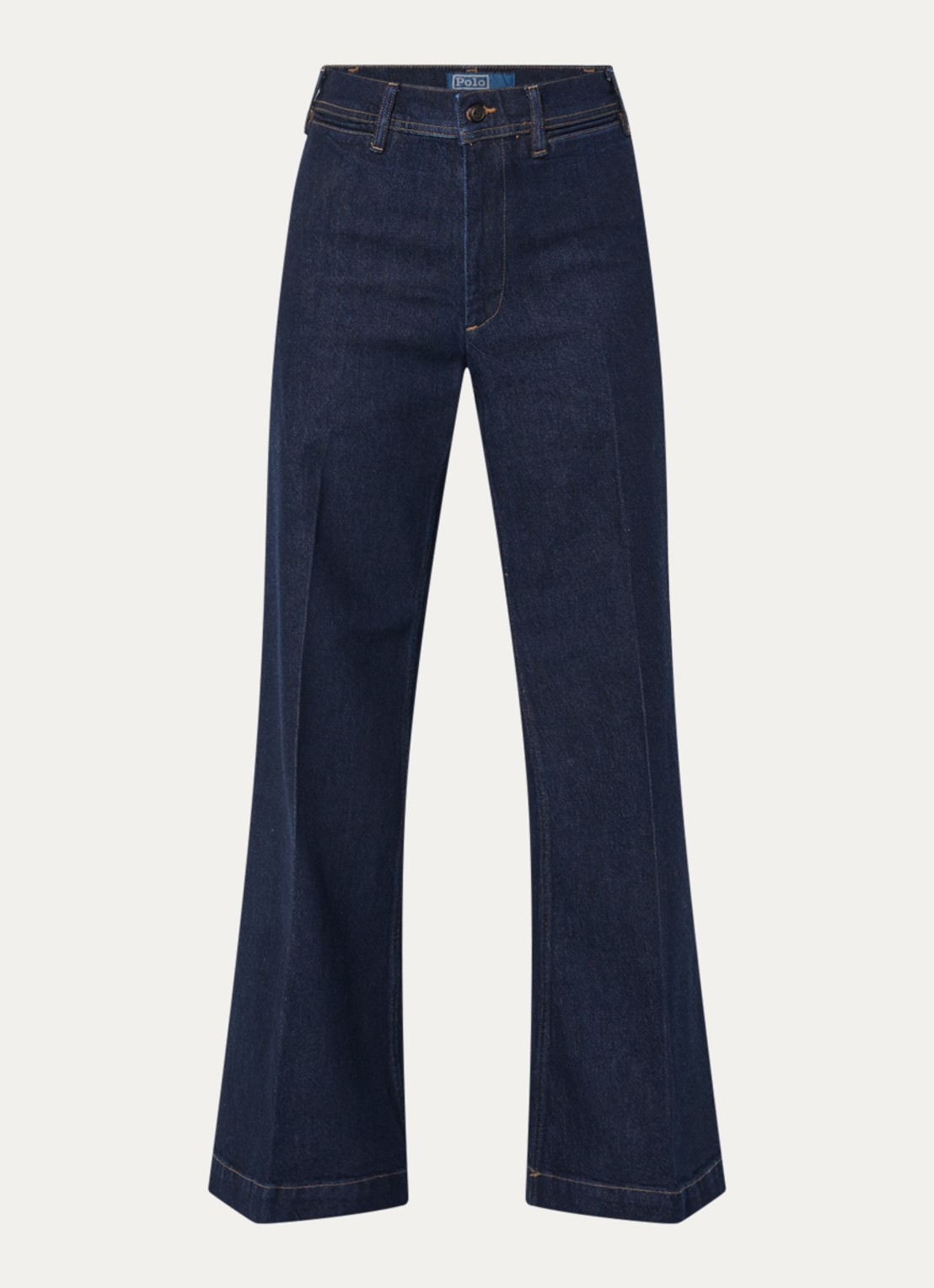 Ralph Lauren Woven high waist flaired jeans met donkere wassing - voorkant indigo