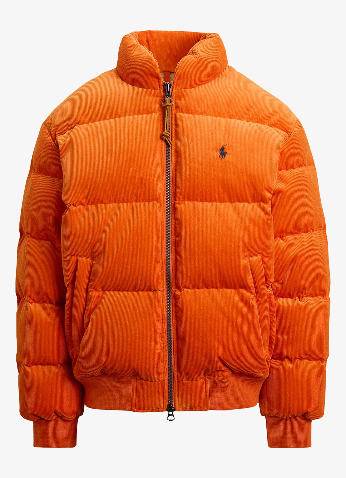Ralph Lauren Wyoming pufferjack van corduroy met donsvulling - voorkant college orange / oranje