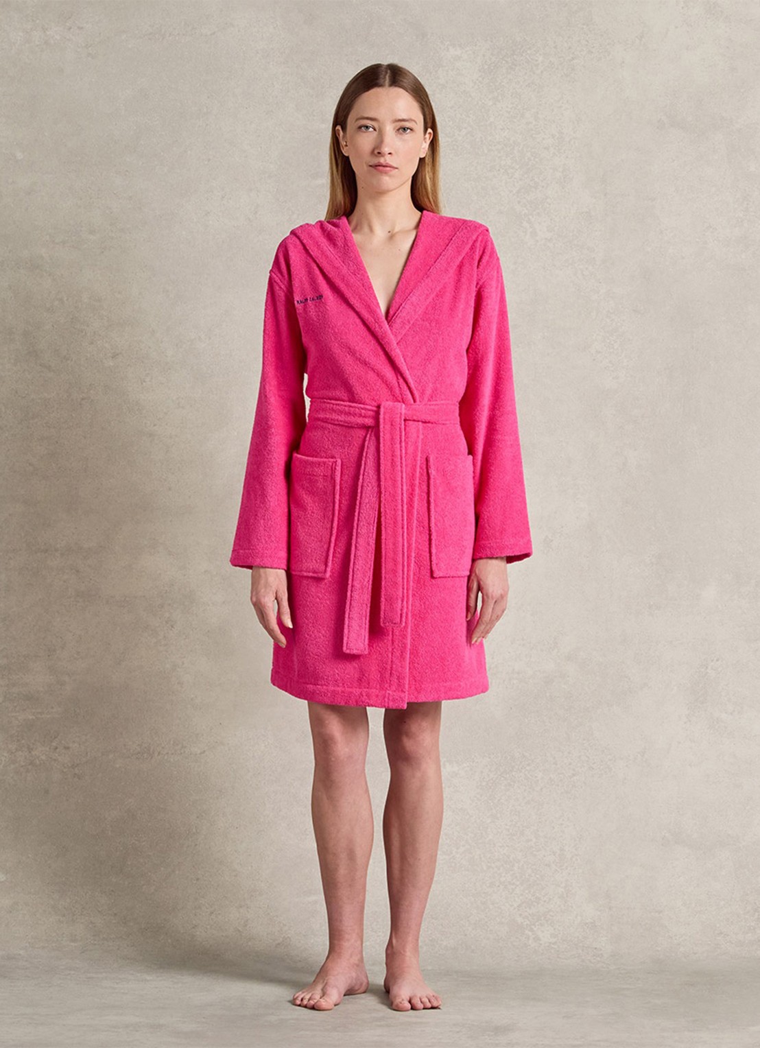 Ralph Lauren Zoe badjas met logoborduring - voorkant 3 fuchsia