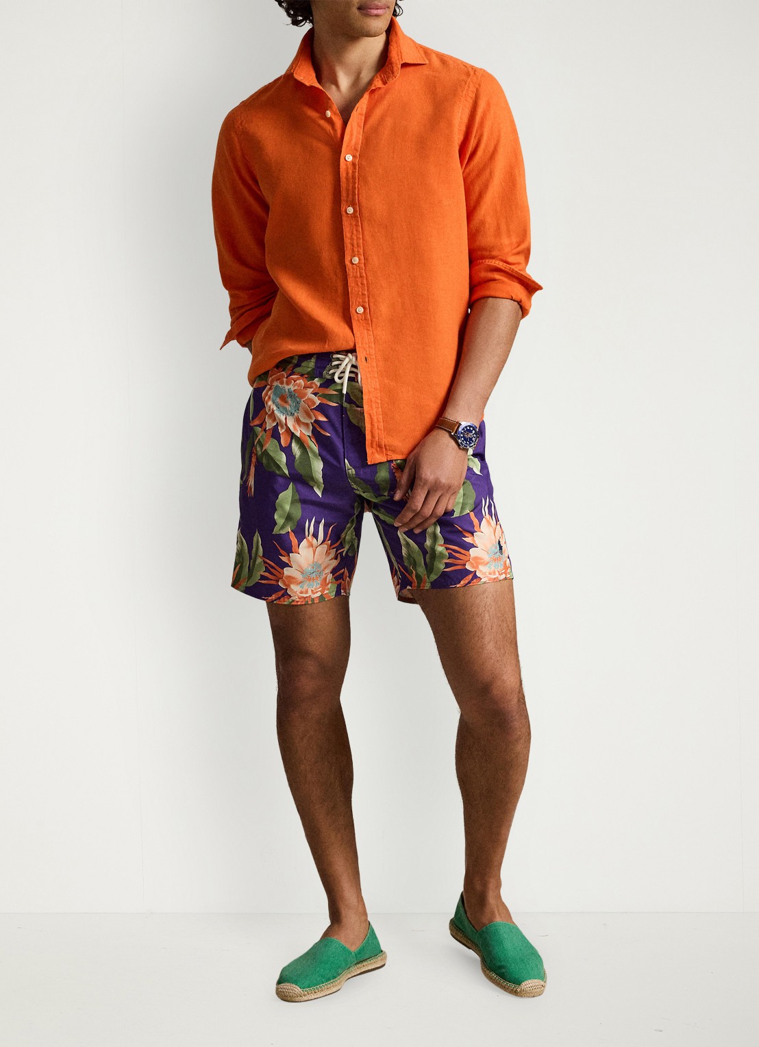 Ralph Lauren Zwemshorts met bloemenprint - voorkant 2 south pacific floral / oranje