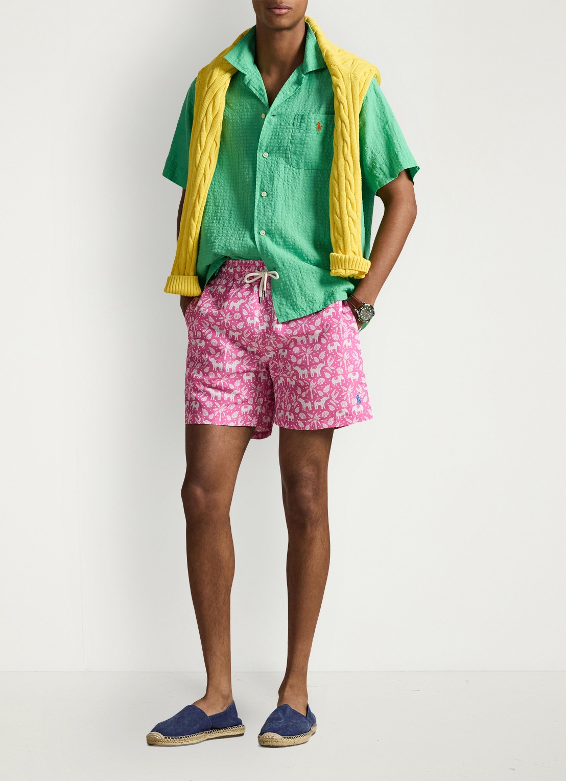 Ralph Lauren Zwemshorts met print - voorkant 5 pink elephant palms-zym1