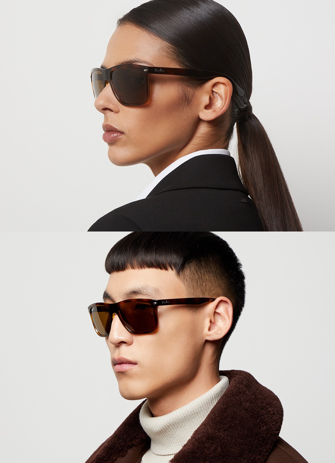 Ray-Ban Boyfriend Two zonnebril gepolariseerd RB4547 - voorkant 2 donkerbruin