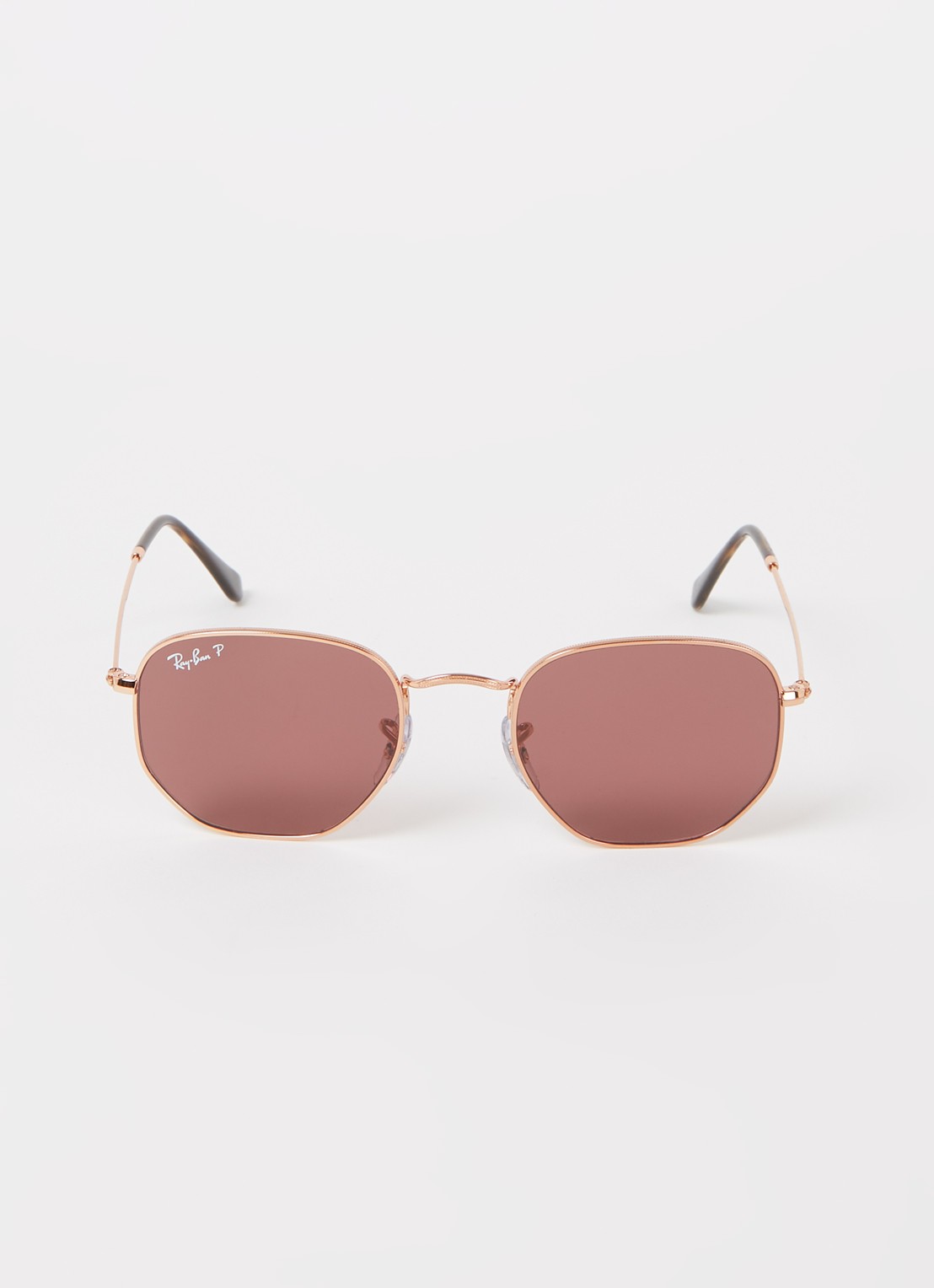 Ray-Ban Hexagonal zonnebril gepolariseerd RB3548N - voorkant 2 roségoud