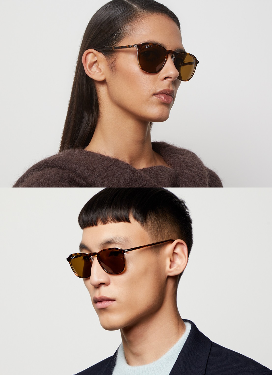 Ray-Ban Retro zonnebril gepolariseerd RB2203 - voorkant 2 bruin