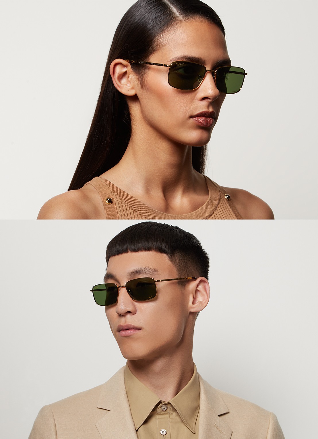 Ray-Ban Retro zonnebril gepolariseerd RB3717 - voorkant 5 goud