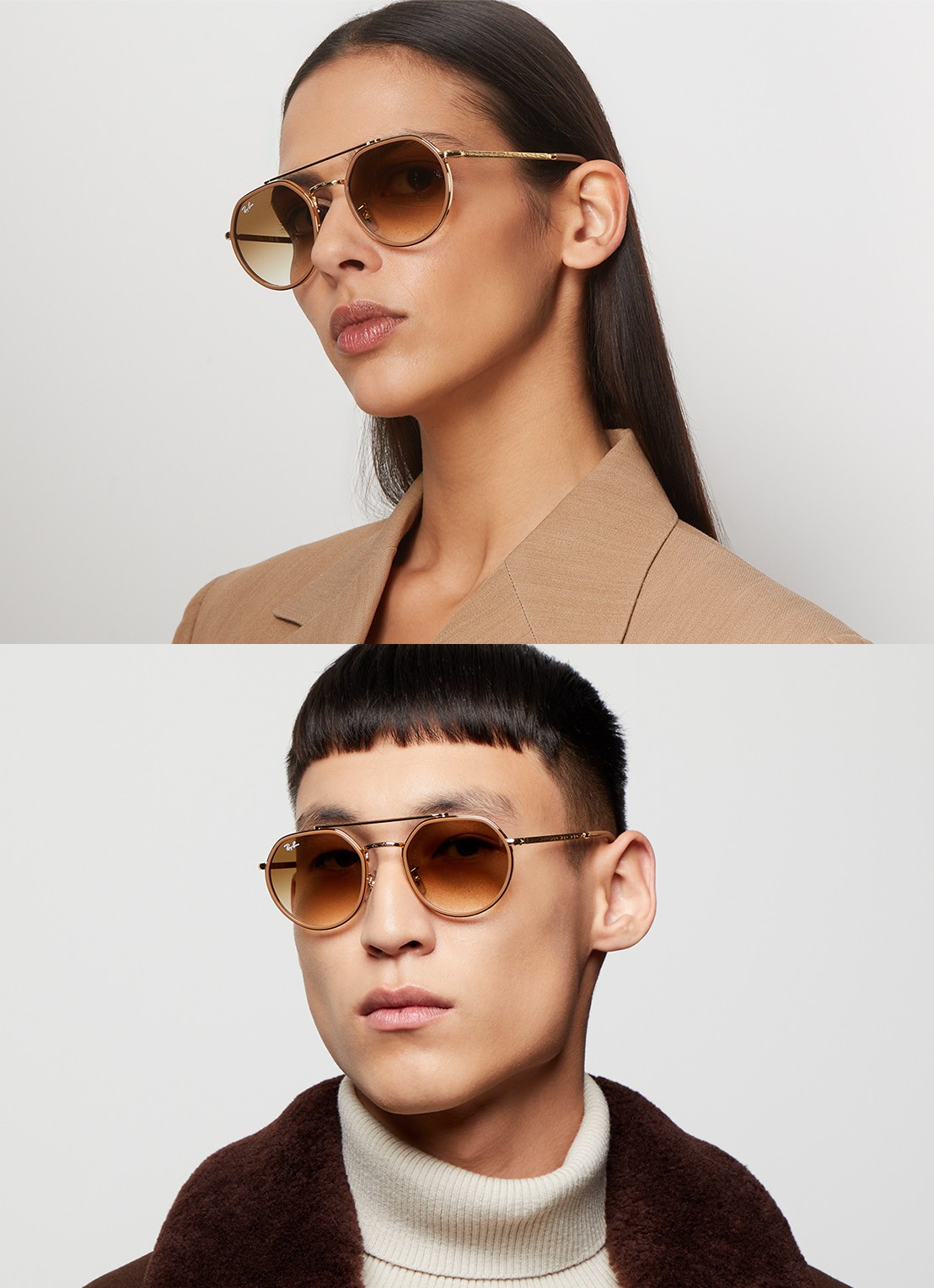 Ray-Ban Retro zonnebril RB3765 - voorkant 2 goud