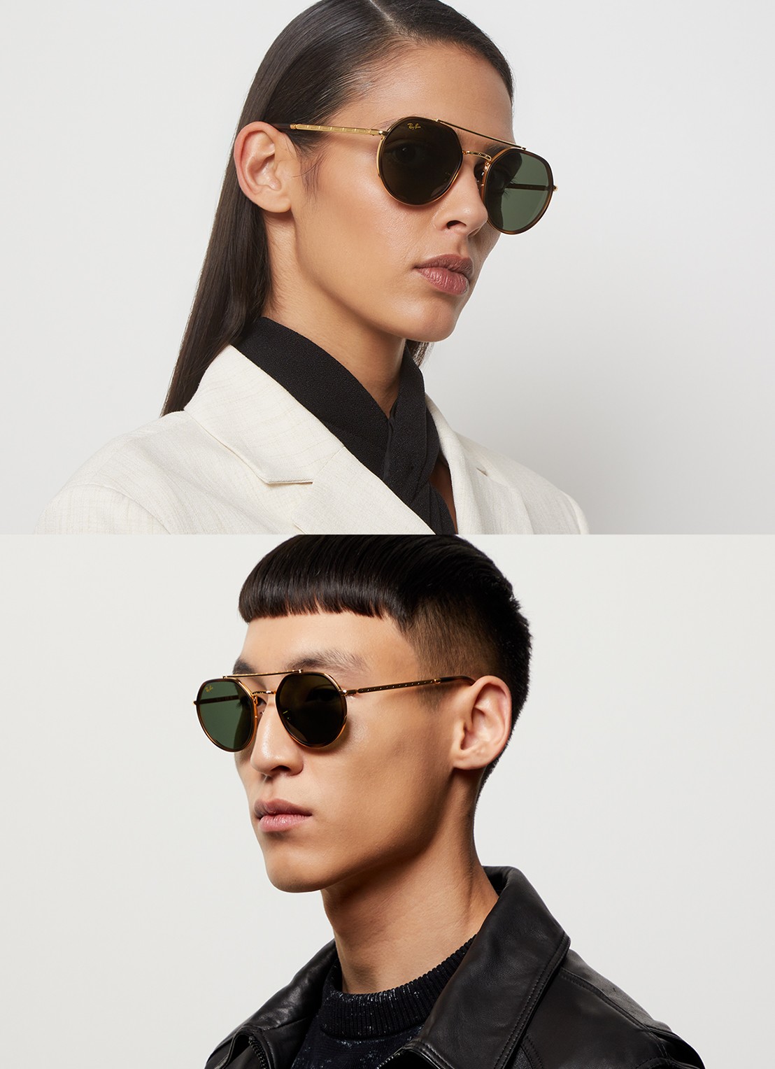 Ray-Ban Retro zonnebril RB3765 - voorkant 2 goud