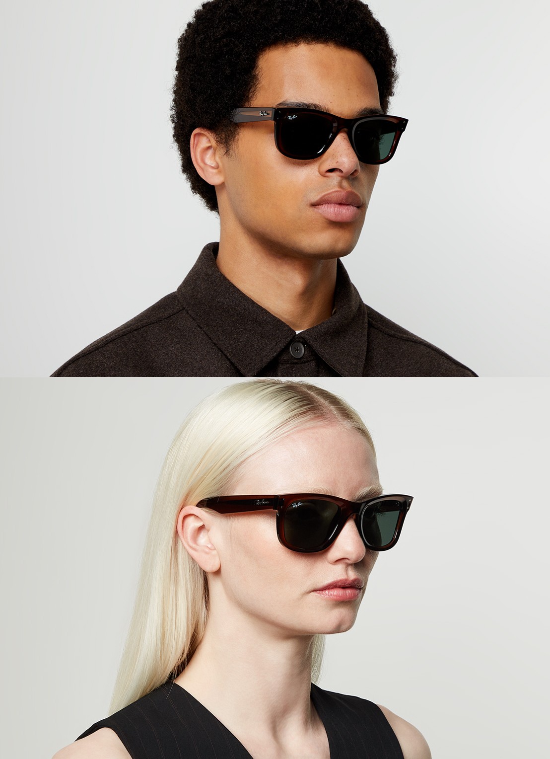 Ray-Ban Wayfarer Reverse zonnebril RBR0502S  - voorkant 2 kastanjebruin