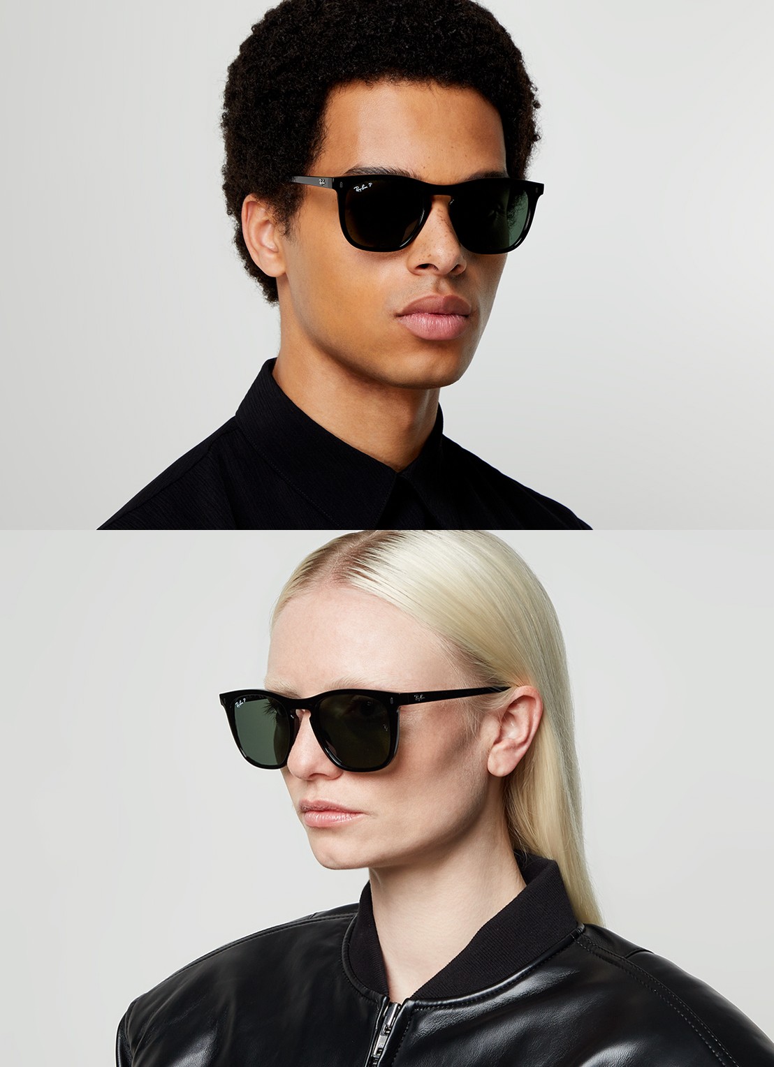 Ray-Ban Wayfarer zonnebril gepolariseerd RB2210 - voorkant 2 zwart