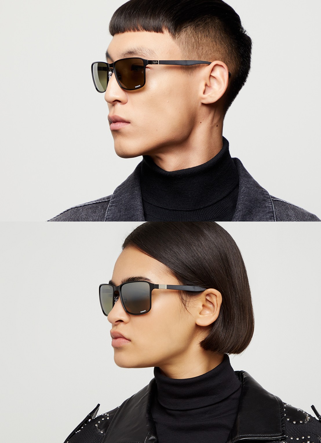 Ray-Ban Wayfarer zonnebril gepolariseerd RB3721CH - voorkant 5 zwart