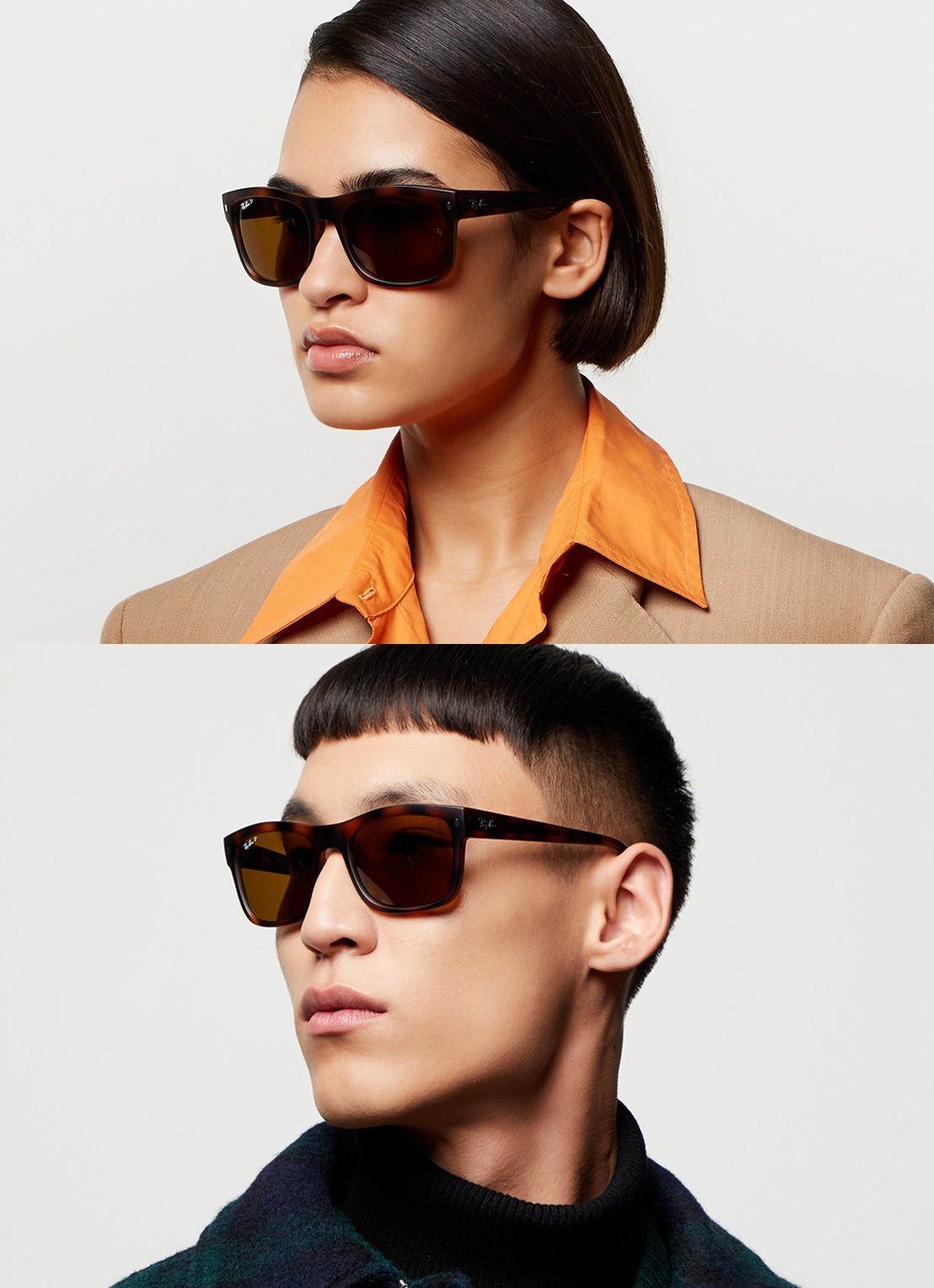 Ray-Ban Wayfarer zonnebril gepolariseerd RB4428 - voorkant 5 bruin