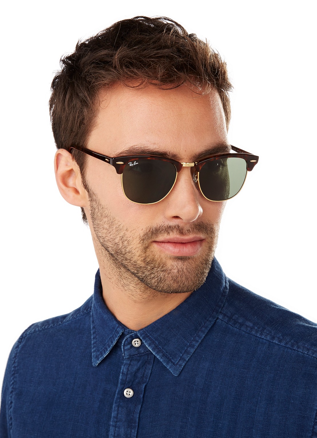 Ray-Ban Zonnebril Clubmaster RB3016 - detail 6 oranjebruin