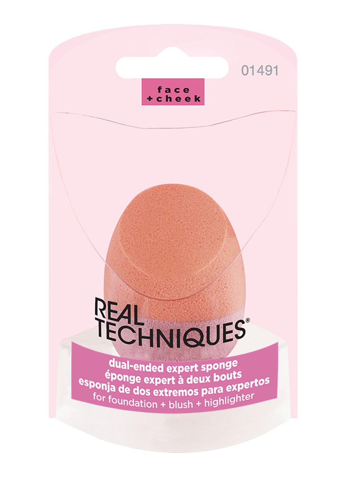 Real Techniques Dual-ended Expert Sponge - make-up spons - voorkant 3 orange
