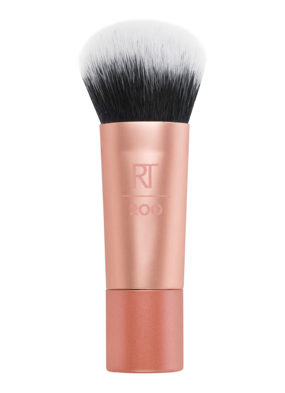 Real Techniques Mini Expert Face Brush - mini foundation- en poederkwast - voorkant 2 zalmroze