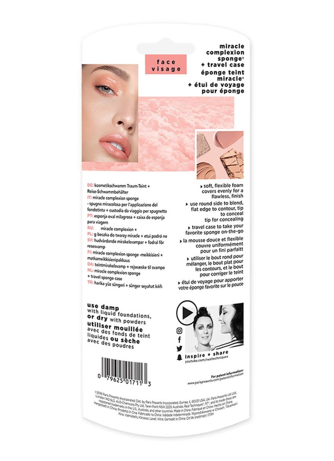 Real Techniques Miracle Complexion Sponge + Case - make-upspons met houder - mini - detail 2 orange