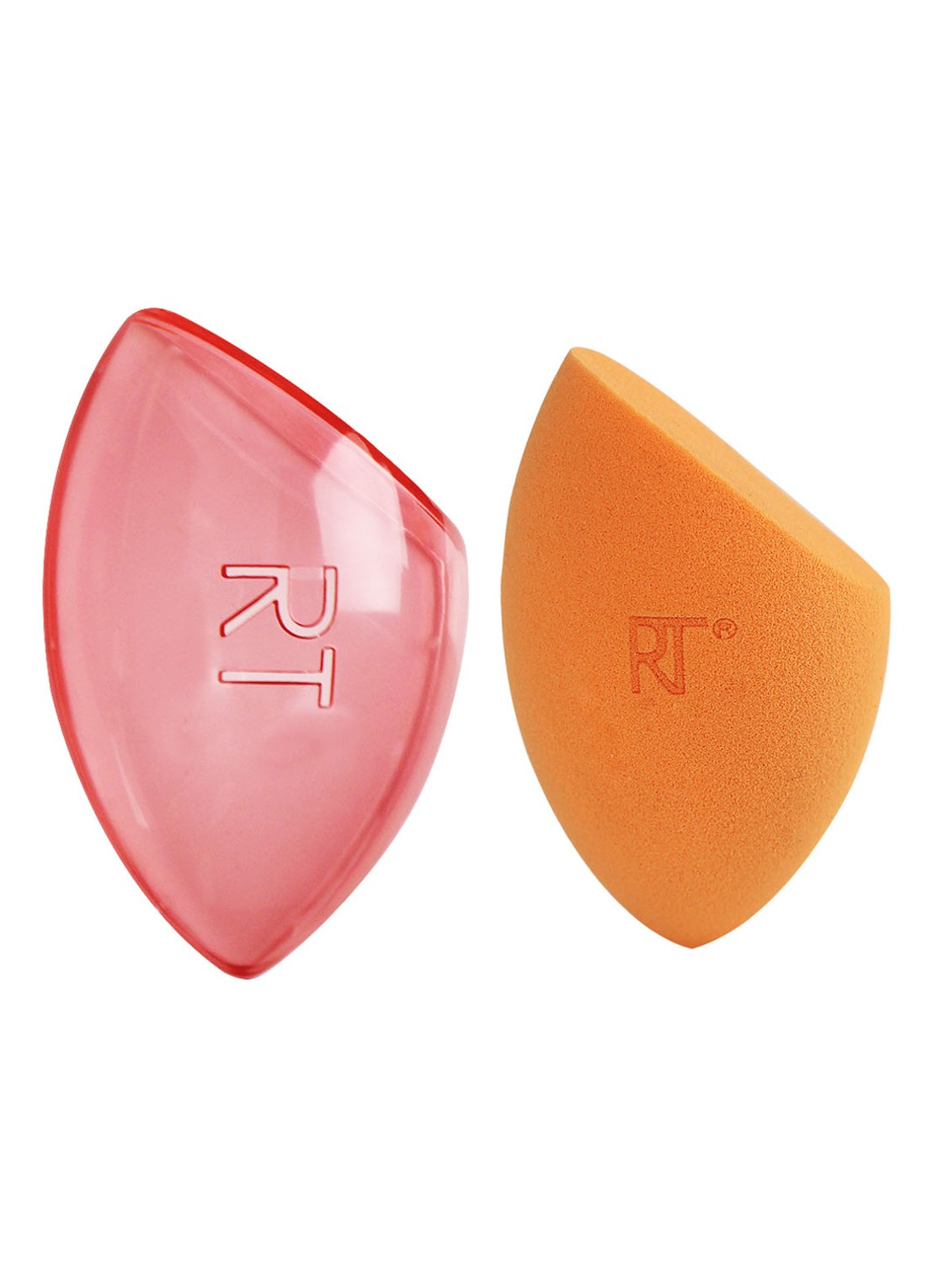 Real Techniques Miracle Complexion Sponge + Case - make-upspons met houder - mini - voorkant 3 orange