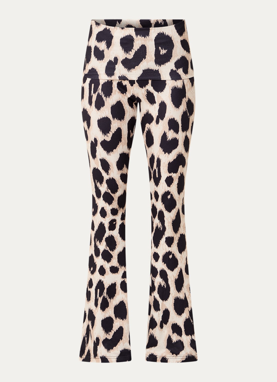 Refined Department High waist flared fit pantalon met panterprint - voorkant bruin