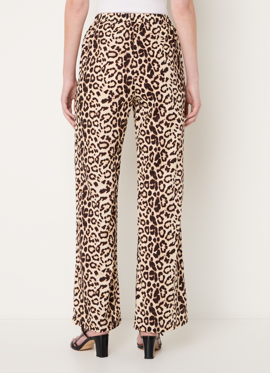 Refined Department High waist loose fit pantalon met panterprint en steekzakken - achterkant 3 lichtbruin