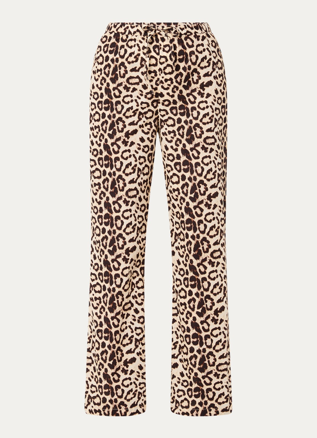 Refined Department High waist loose fit pantalon met panterprint en steekzakken - voorkant lichtbruin