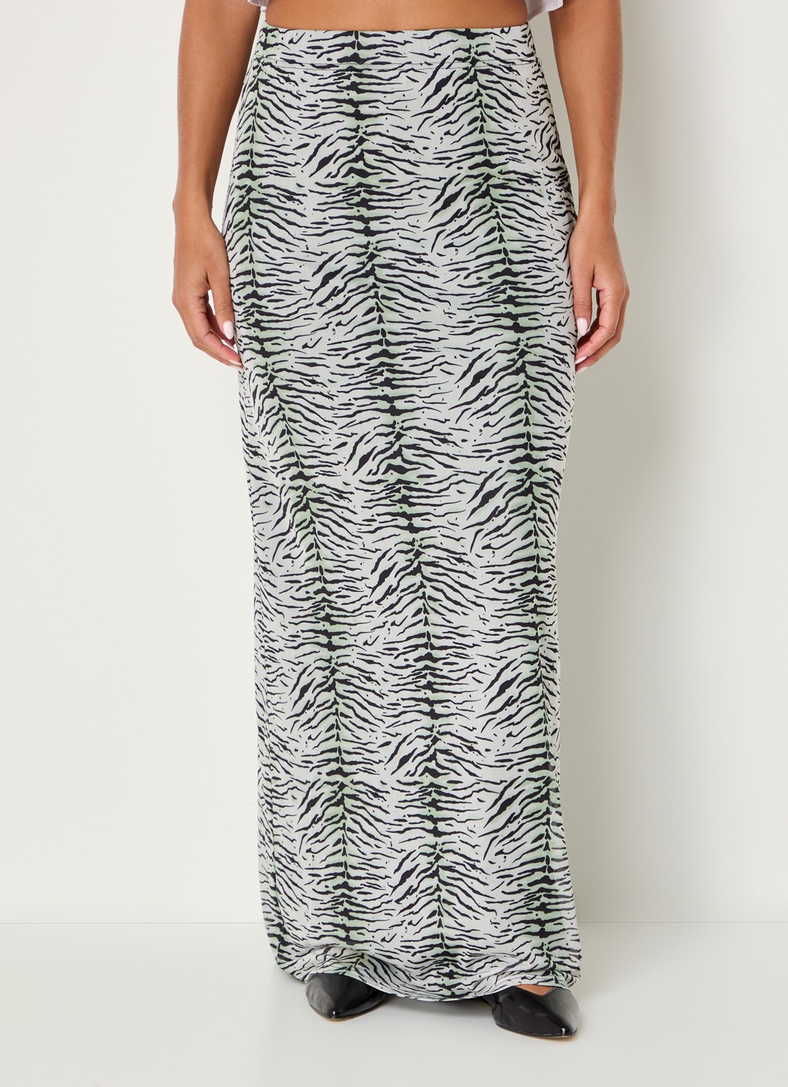 Refined Department Jasmijn maxi kokerrok met zebraprint - detail 2 wit