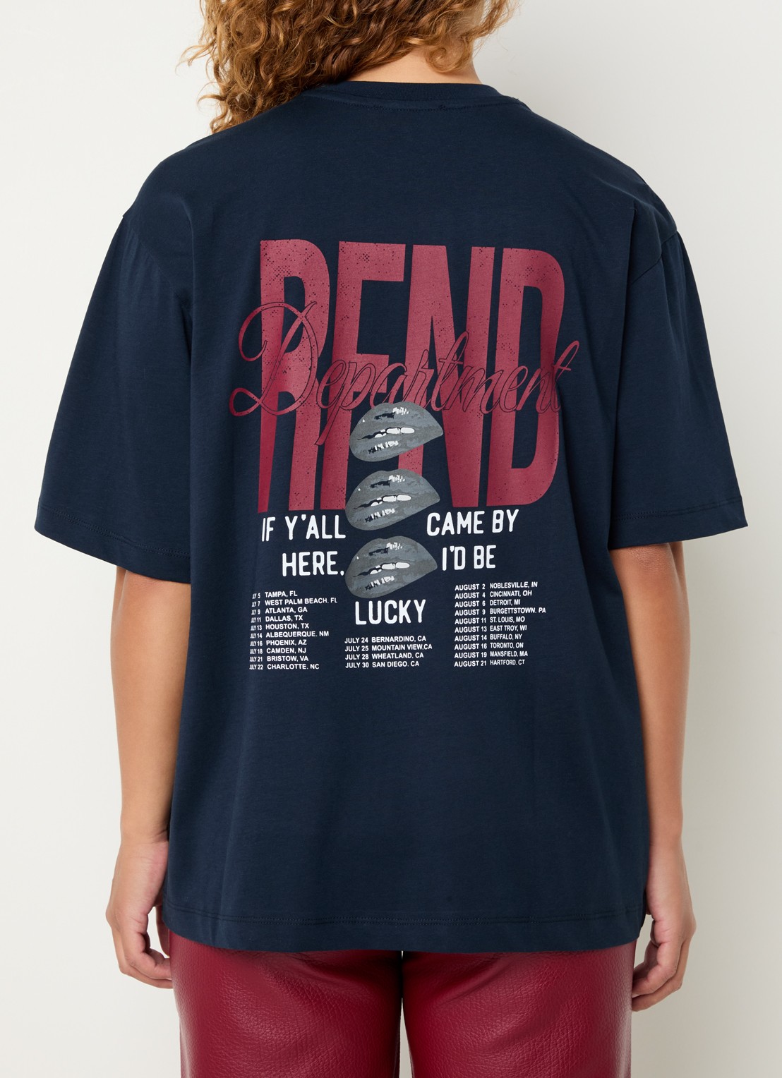 Refined Department Jordan T-shirt met logo- en backprint  - achterkant donkerblauw