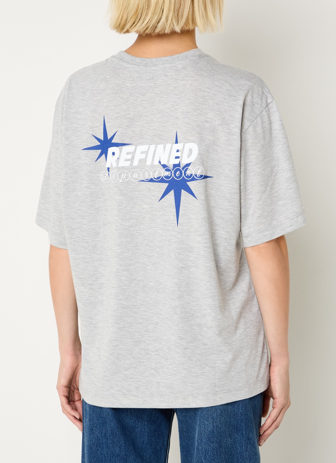 Refined Department Maggy oversized T-shirt met logo- en backprint - detail 2 grijsmele