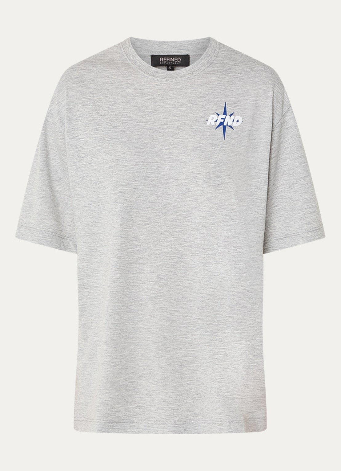 Refined Department Maggy oversized T-shirt met logo- en backprint - voorkant 3 grijsmele