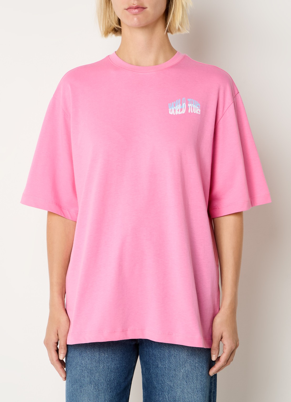 Refined Department Maggy oversized T-shirt met logo- en backprint - achterkant 3 roze