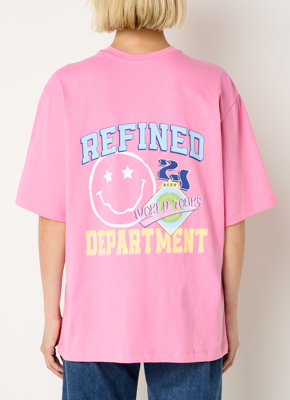 Refined Department Maggy oversized T-shirt met logo- en backprint - detail 4 roze