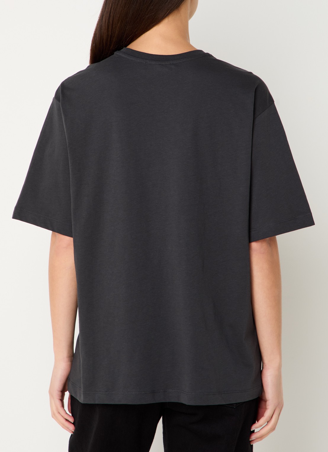 Refined Department Maggy oversized T-shirt met logoprint en strass - achterkant zwart