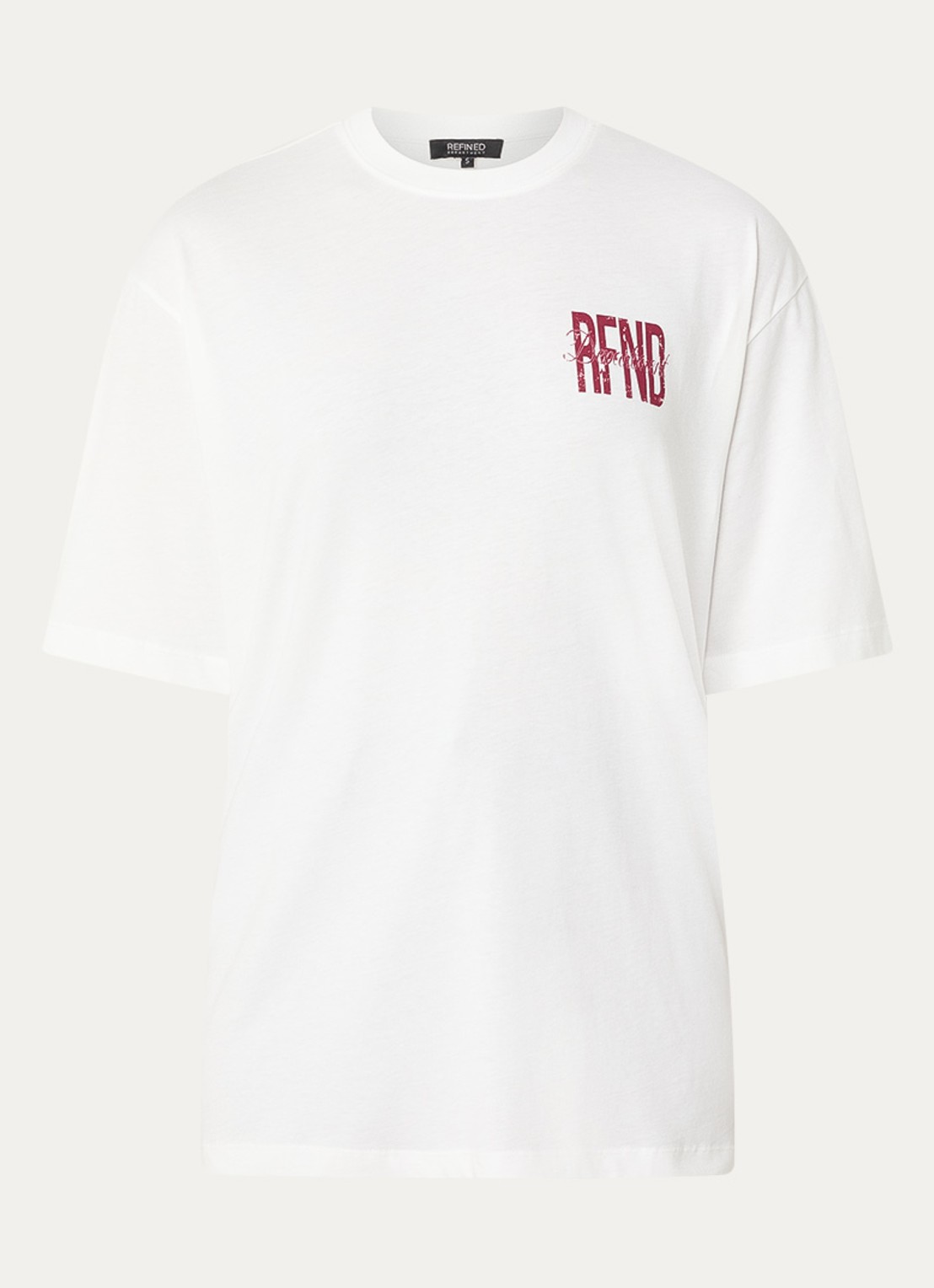 Refined Department Maggy T-shirt met logo- en backprint - voorkant 2 gebroken wit