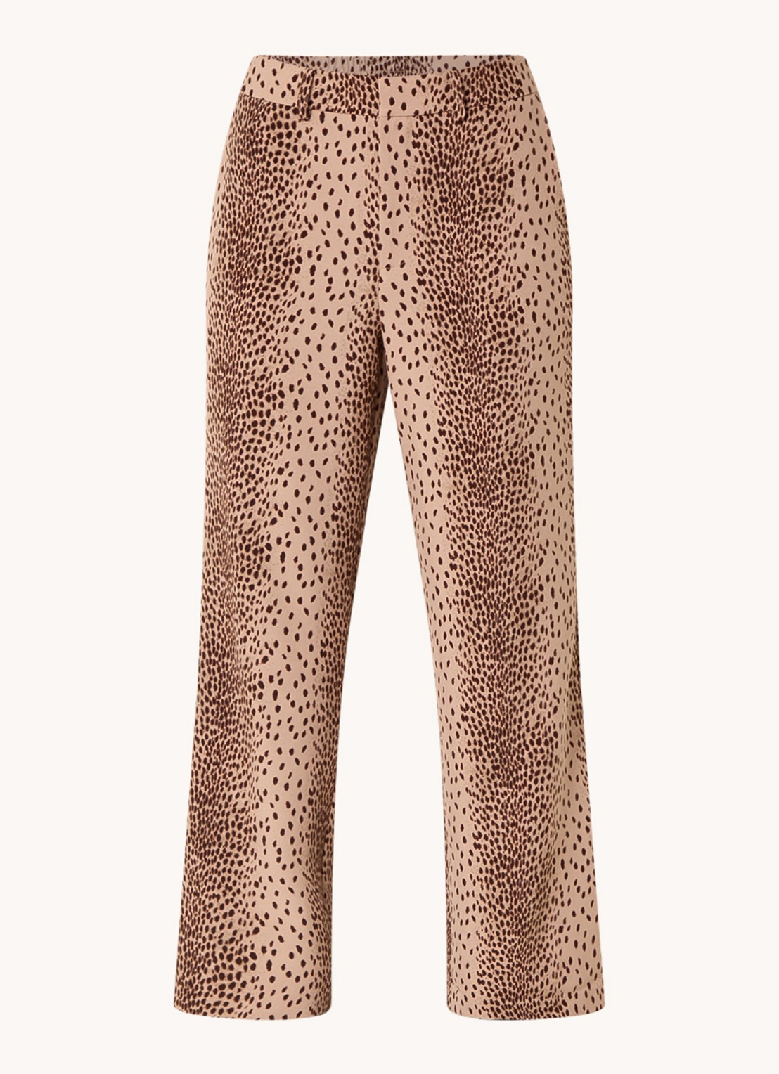 Refined Department Puck high waist loose fit pantalon met panterprint  - voorkant 2 bruin
