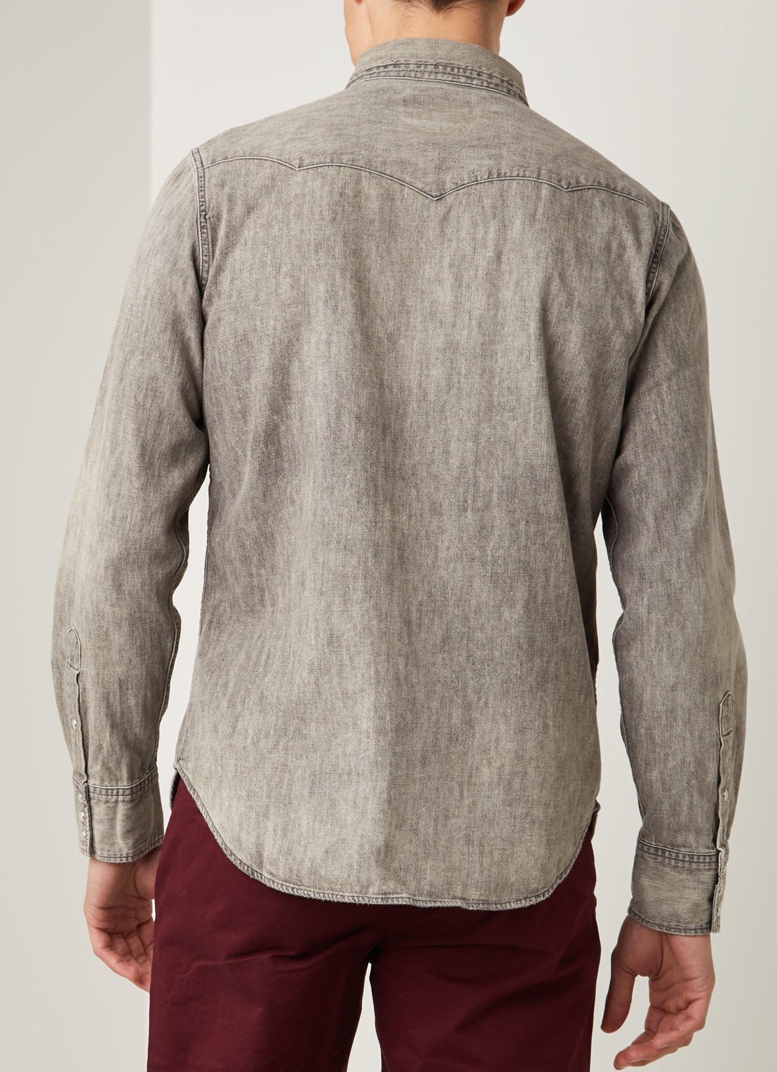Regular fit overhemd van denim met borstzakken - achterkant blue