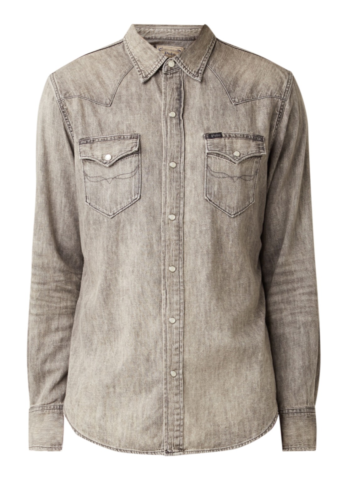 Regular fit overhemd van denim met borstzakken - voorkant 3 blue