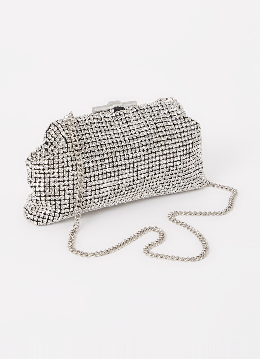 Reiss Adaline clutch met strass met afneembare schouderriem - achterkant 3 zilver
