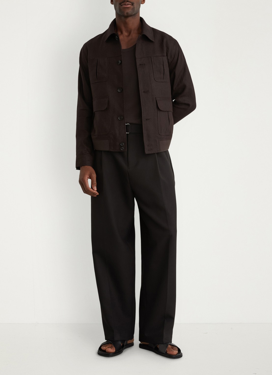 Reiss Adam jack in linnenblend - detail 2 chocoladebruin